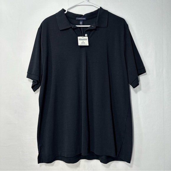 Lands End Basic Women's Navy Collared Short Sleeve Polo Size - 1X 16/18 NWT - Picture 1 of 3